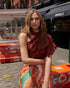 Amaime Jacquard Midi Skirt / Coral